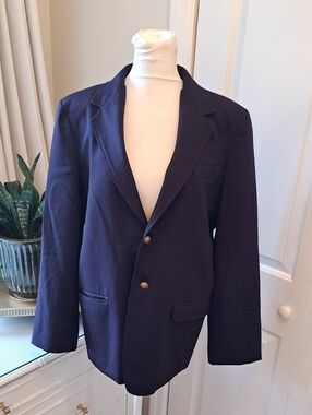 Talbots Biya Classic 100% Navy Wool Preppy/Uniform/Occassion/Formal Blazer 20